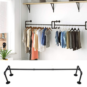 Tringles à vêtements multifonctionnelles robustes, porte-vêtements industriel en tuyau, porte-vêtements mural avec rails à vêtements en tuyau - Product Image 1