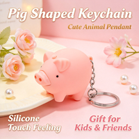 Gantungan Kunci LED Suara Babi Lucu, Senter Mini, Kartun PVC Ringan, Cetak Letterpress, Liontin Mini untuk Souvenir Promosi