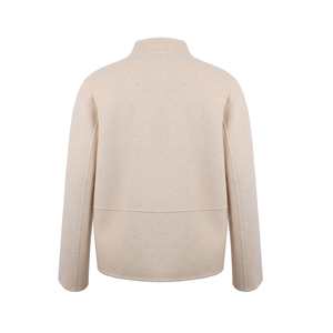 여성용 베이지 스탠드 칼라 울 혼방 재킷-10% 실크, 10% 카멜 헤어, 80% 울, 중국식 토글 클로저 - Product Image 2