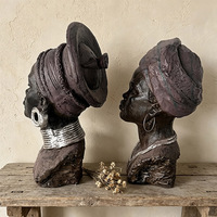 Statue de buste de femme africaine en résine, artisanat fait main, écologique, décoration pour l'entrée de la maison, en stock, taille personnalisée