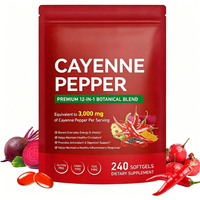 Gélules de piment de Cayenne 12-en-1 en gros, 240 gélules, mélange botanique, antioxydant, soutien digestif et circulatoire pour hommes et femmes