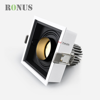 Spot encastré rectangulaire sans cadre réglable à double tête LED 12W*2 noir COB