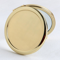 Custom Logo Portable Double-sided Round Rose Gold Metal Folded Make up Compact Mirrors Silver Pocket Mirror Travel Cosmetic Gift