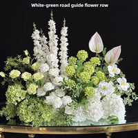 Composition florale de chemin de mariage en soie blanche et verte, réaliste, faite à la main, longue durée, produit fini en gros, fabricant