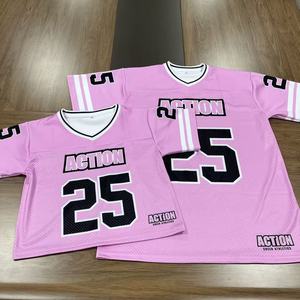 FQ Wholesale Streetwear T-shirt de football américain tendance personnalisé en maille, coupe ample Y2k, manches courtes, maillot de football américain sport - Product Image 2