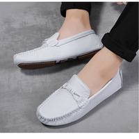 Sepatu pantofel kulit sapi asli pria, alas kaki Slip On kasual gaya Formal, bernafas sol luar Oxford anti selip lembut