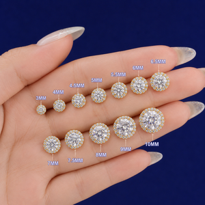 Fine Jewelry Screw Back Women Luxury Gold Plated 925 Sterling <b>Silver</b> Iced VVS Moissanite Halo <b>Stud</b> Earrings Waterproof Hip Hop - Product Image 1