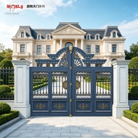Portail de jardin en aluminium de sécurité anti-escalade à pointe en forme de lance, thermolaqué noir, pour allée de villa, vente en gros OEM, résistant aux UV, 4 pieds