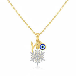 สร้อยคอ Vav เกล็ดหิมะสีทอง14K นาซาร์อิสลามเครื่องประดับสำหรับผู้หญิงทำจากไก่งวง - Product Image 2