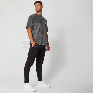 เสื้อยืด100% ผ้าเปียกวินเทจสำหรับผู้ชายทรงโอเวอร์ไซส์สไตล์ฮิปฮอปแห้งเร็วแขนสั้นปรับแต่งได้ดีไซน์พื้น - Product Image 6