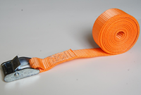 Sangle de serrage rapide à boucle à pression en polyester orange et zinc pour l'ajustement direct des marchandises