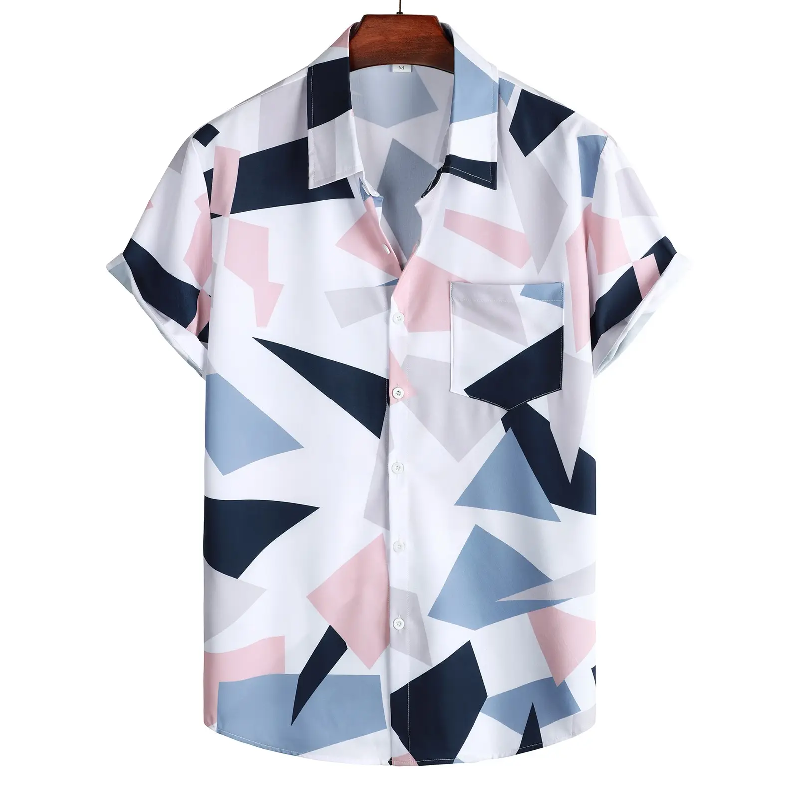 Camicia estiva da uomo a manica corta Vintage geometrica hawaiana da spiaggia camicie maschili Casual da uomo Chemise stampa digitale Verano
