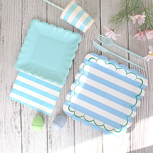 Assiettes en papier de couleur <span class=keywords><strong>pastel</strong></span>, carrées, compostables, taille dîner, jetables pour anniversaire, mariage, fête - Product Image 5