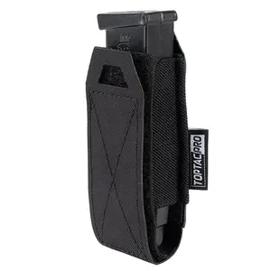 TOPTACPRO Laser Cutting 500D Cordura Nylon Tactical Magazine Pouch Single Mag Holster Single Magazine Pouch For 9mm Mag