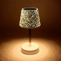 Lampe de nuit rétractable de luxe abordable avec contrôle tactile BSCI FAMA, abat-jour en mosaïque argentée, LED décorative pour chevet, cadeau