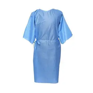 Blouse non tissée stérile Bond filé Robe de patient à demi-manche en tissu non tissé avec films en polyéthylène