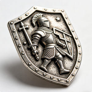 Escudo Medieval Personalizado en Aleación de Zinc con Relieve 3D, Forma de Escudo Plateado Antiguo para el Día del Padre o el Año Nuevo Chino - Product Image 3