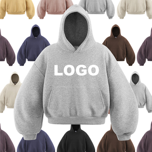 Sweat-shirt à capuche unisexe surdimensionné de style streetwear, en coton d'hiver lourd, avec logo personnalisé brodé, imprimé en relief de luxe - Product Image 4
