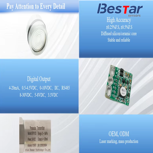 เครื่องแปลงสัญญาณแรงดันและตัวส่งสัญญาณและเซ็นเซอร์ความดันหัวต่อ M12 0-10VDC 0.25% FS และ0-5V ความแม่นยำสูง - Product Image 5