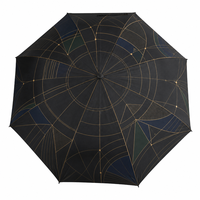 Parapluie de golf au design minimaliste, lignes géométriques dorées, motif abstrait élégant, structure robuste pour les cadeaux de marques de luxe