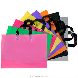 Bolso de mano de plástico duradero con logotipo personalizado Bolsas de compras con asa impermeable para zapatos Tiendas minoristas de pequeñas empresas - Product Image 1