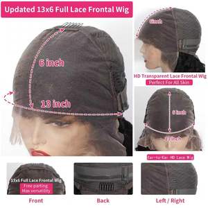 วิกผมลูกไม้แบบ Water Wave  ทำจากผมแท้  ถอนขนแล้ว  ขนาด 13x6  แสกกลาง  วิกผมลูกไม้ HD  ความหนาแน่น 200  วิกผมลอนจากผมแท้สำหรับผู้หญิง - Product Image 4