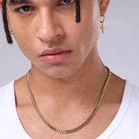 Colliers en acier inoxydable étanches pour hommes et femmes, style hip-hop, avec chaîne plate à coupe diamantée de 3 mm et 5 mm, type Miami Curb Cuban Link, inaltérables