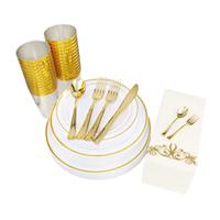 350 pièces de vaisselle dorée, or rose et argentée, ensembles de vaisselle, assiettes, cuillères, fourchettes, couteaux, tasses pour fête de mariage