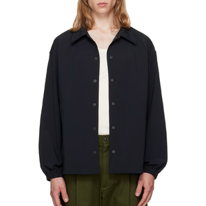 Veste Coach Noire Homme Personnalisée OEM en Gros, Col Pointu, Boutons Pression, Poignets Élastiques, Coupe Ample, Légère, Vêtement d'Extérieur Décontracté - Product Image 3