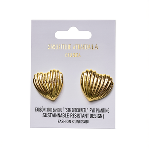 Boucles d'oreilles tendance en acier inoxydable 316L avec placage or PVD, design coquillage durable et résistant - Product Image 2