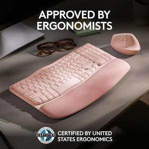 Teclado Ergonómico Inalámbrico de Membrana Plástica Wave Keys, Color Rosa, 104 Teclas con Reposamuñecas para Computadora Personal - Product Image 5