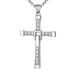 New hip-hop personality fashion cross stainless steel necklace accessories for men and women