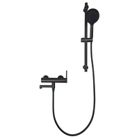Ensemble de robinetterie de bain et de douche en acier inoxydable 304 sans plomb, mitigeur mural pour baignoire avec douchette à main et barre coulissante pour pommeau de douche