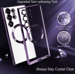 Casing ponsel pengisi daya nirkabel magnetik transparan TPU untuk Samsung S22 S23 S24 Ultra Plus S21FE note20 penutup magnet