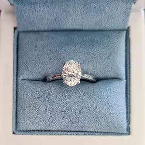 定制手工精品珠宝S925/10K/14k纯金1CT ~ 4CT椭圆形摩石女性订婚周年结婚戒指