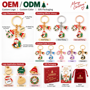 Llavero de Navidad con dijes esmaltados bonitos de Papá Noel, muñeco de nieve y reno, chapado en oro, regalo, relleno de calcetín, venta al por mayor - Product Image 4