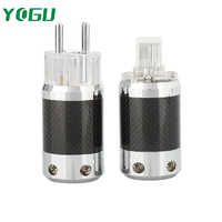 Connecteur d'alimentation Euro HiFi plaqué rhodium YOGU, boîtier en fibre de carbone, prise audiophile pour câble d'amplificateur