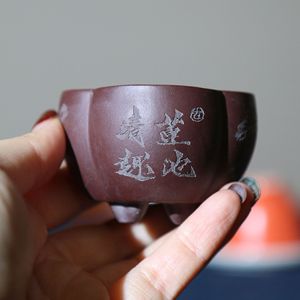 Maceta de bonsái miniatura hecha a mano de arcilla púrpura de Yixing, del tamaño de una palma, para suculentas y plantas pequeñas - Product Image 4