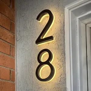 Yeni tasarım su geçirmez led akrilik ev numarası ışık ev kapı işaretleri