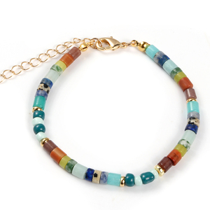 Tamaño ajustable a mano granos Tila pulsera Bohemia pulsera de los hombres de Color del arco iris, delicada pulsera de perlas - Product Image 2