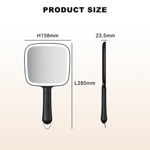 Pin hoạt động vuông màu đen du lịch mỹ phẩm biểu tượng tùy chỉnh cầm tay trang điểm cầm tay gương xử lý với ánh sáng LED - Product Image 6