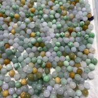 Vente en gros de perles rondes en jade vert jadeite birman du Myanmar de 7 mm, de couleur bleu eau, pour la fabrication de bijoux