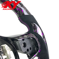 Volant sport racing style LED en fibre de carbone forgée violette personnalisée, cuir noir, adapté à la Mitsubishi EVO X