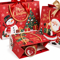 Sacs cadeaux de Noël en carton blanc certifié FSC, sacs de shopping personnalisés pour les fêtes, emballages de vente au détail saisonniers