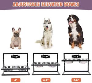 Dayanıklı Premium kalite yükseltilmiş köpek besleyici ayarlanabilir yükseklik paslanmaz çelik kaymaz yavaş besleyici hayvan mama kabı kase ile standı - Product Image 2