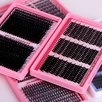 Ensemble de faux cils segmentés transfrontaliers fabriqués à la machine, boîte de 0,12 mm d'épaisseur, cheveux synthétiques, tridimensionnels, DIY, sans gel thermofusible