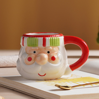 Vente directe d'usine glaçure tasse tasse à café tasse à eau en céramique noël père noël tasse avec poignée