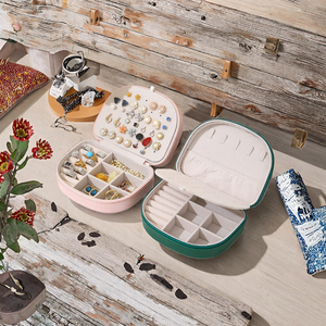 Boîte de rangement à bijoux multi-compartiments, petite boîte à accessoires compacte, organisateur anti-oxydation pour boucles d'oreilles et bagues - Product Image 3
