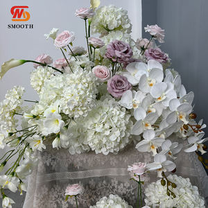 Alfombra de flores para pasillo de boda, diseño esponjoso hecho a mano, color blanco, hortensias, para eventos de boda - Product Image 2