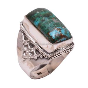 Anillos de turquesa de cobre azul natural, joyería fina hecha a mano, venta al por mayor, anillos de plata de ley 925, fabricante de proveedores - Product Image 1